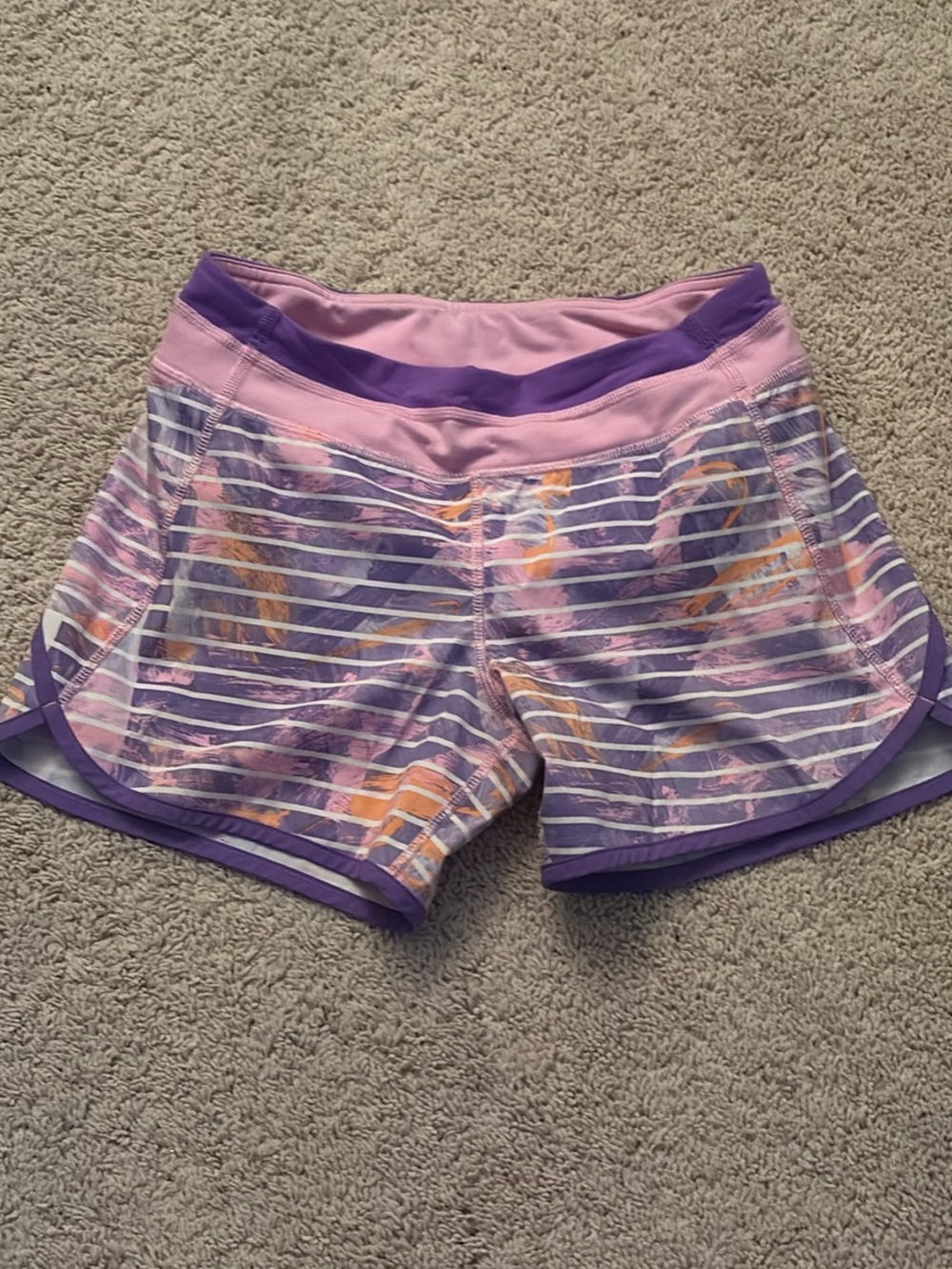 Ivivva Lavender, Pink & Orange Striped Floral Athletic Shorts size 14